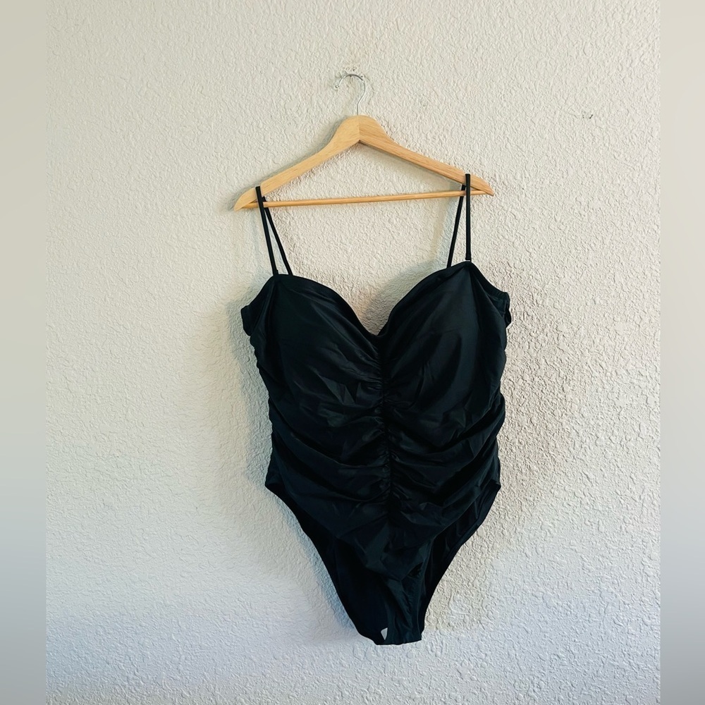 J. Crew Ruched Sweetheart One-Piece Swimsuit NWT black